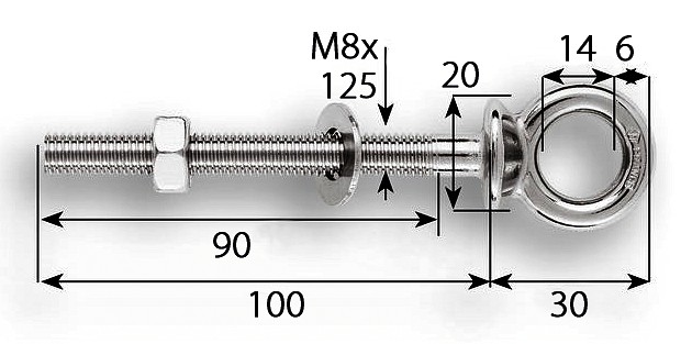 EYEBALL BOLT 8x125MM 3 EYEBALL BOLT 8x125MM - Image 3