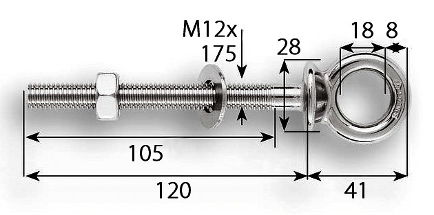 EYEBALL BOLT 12x120MM 3 EYEBALL BOLT 12x120MM - Image 3