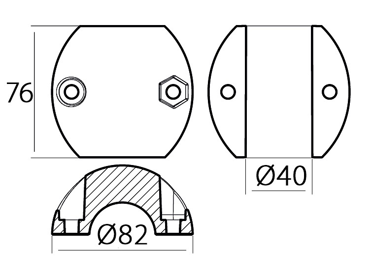 SHAFT ANODE, FRESH WATER 40mm 3 SHAFT ANODE, FRESH WATER 40mm - Image 3