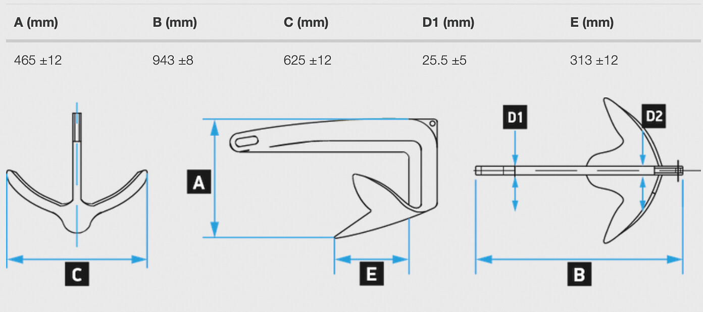 CLAW ANCHOR 50KG STAINLESS STEEL 3 CLAW ANCHOR 50KG STAINLESS STEEL - Image 3