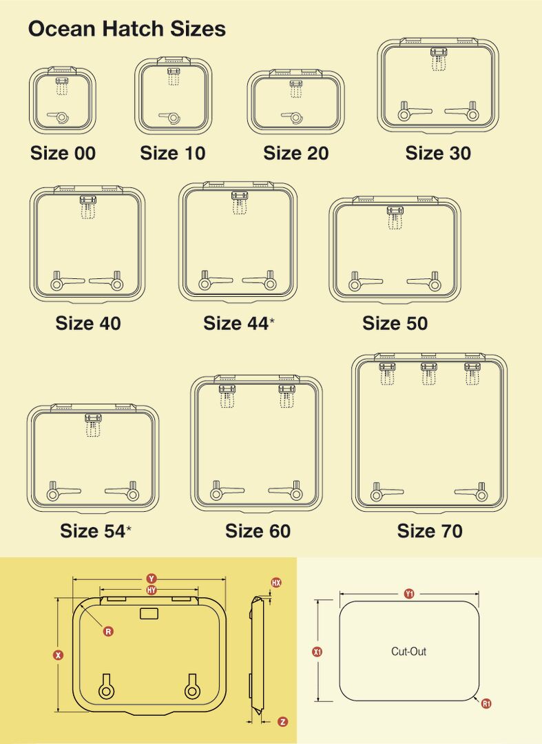 DOOR HATCH LEWMAR OCEAN SIZE 30, FLAT BOTTOM 2 DOOR HATCH LEWMAR OCEAN SIZE 30, FLAT BOTTOM - Image 2