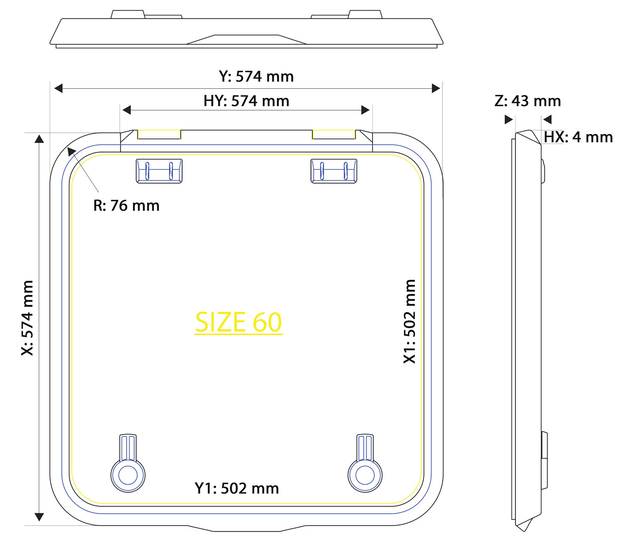 DOOR HATCH LEWMAR OCEAN SIZE 60, FLAT BOTTOM 5 DOOR HATCH LEWMAR OCEAN SIZE 60, FLAT BOTTOM - Image 5