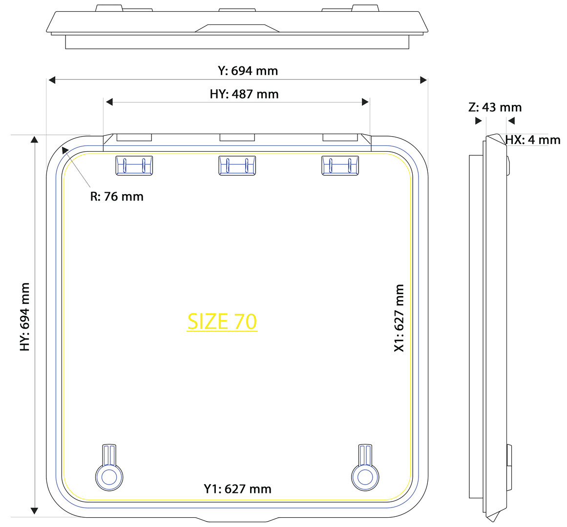 DOOR HATCH LEWMAR OCEAN SIZE 70, WITH RIM 4 DOOR HATCH LEWMAR OCEAN SIZE 70, WITH RIM - Image 4