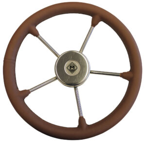 LEATHER STEERING WHEEL BROWN/BROWN/STEEL