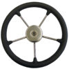 LEATHER STEERING WHEEL BLACK/BLACK/STEEL