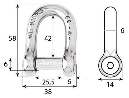 SHACKET, D-MODEL, LOCKABLE, WIDE 6mm 3 SHACKET, D-MODEL, LOCKABLE, WIDE 6mm - Image 3