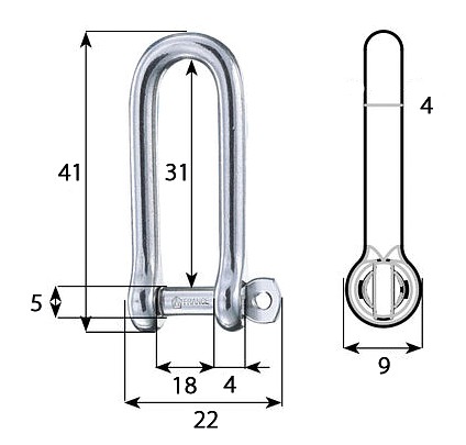 SHACKET D-MODEL, LOCKING, LONG, 4mm 3 SHACKET D-MODEL, LOCKING, LONG, 4mm - Image 3