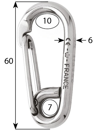 CARABINER HOOK, STAINLESS STEEL 60mm 3 CARABINER HOOK, STAINLESS STEEL 60mm - Image 3
