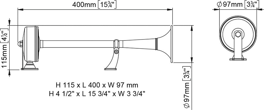 EMX2 HORN STAINLESS STEEL 12V 3 EMX2 HORN STAINLESS STEEL 12V - Image 3