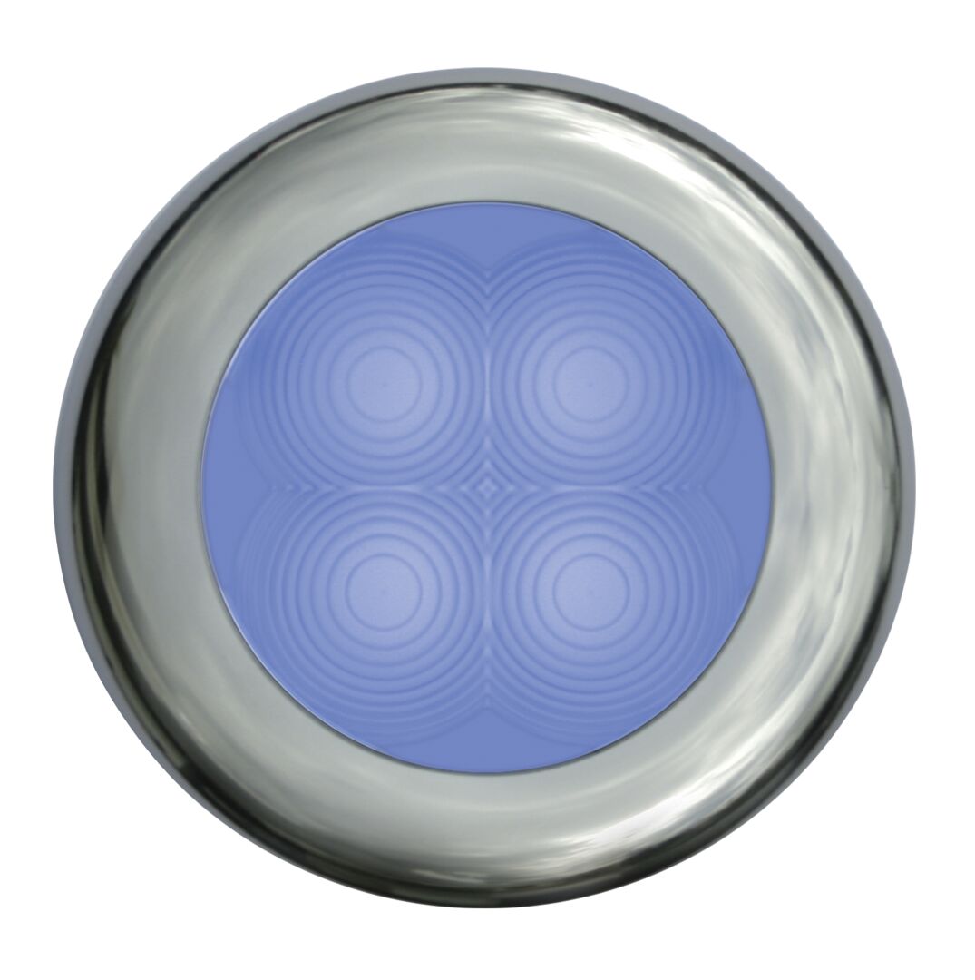 BLUE LED LIGHT, POLISHED STAINLESS STEEL FRAME 1 BLUE LED LIGHT, POLISHED STAINLESS STEEL FRAME