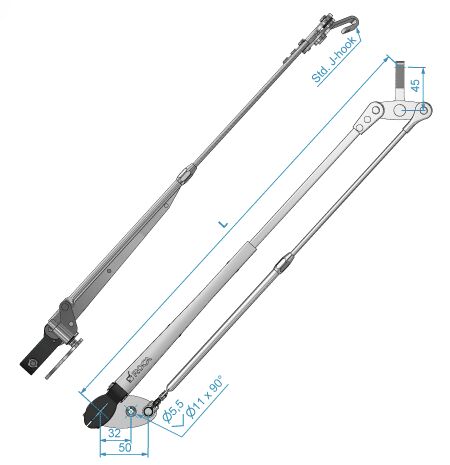 DOUBLE WIPER ARM 462-600MM 2 DOUBLE WIPER ARM 462-600MM - Image 2