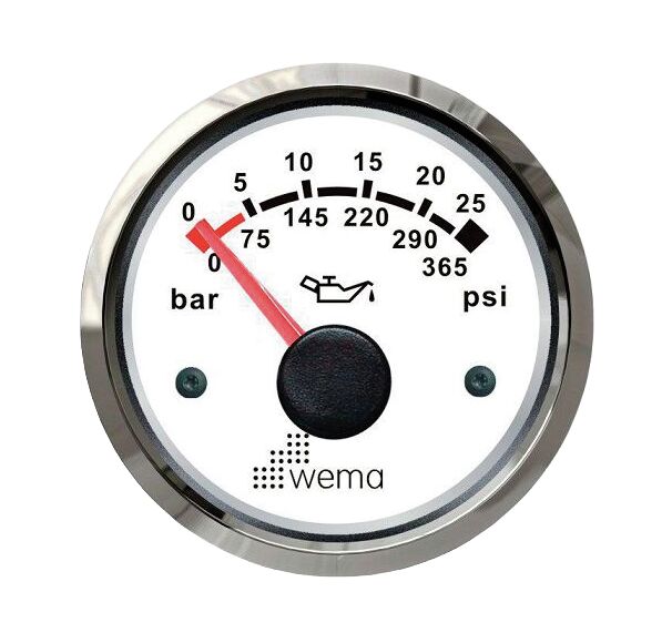 PRESSURE GAUGE 25 BAR WHITE/ST.ST FRAME 1 PRESSURE GAUGE 25 BAR WHITE/ST.ST FRAME
