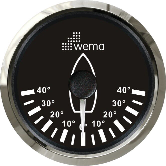 ROD-5 RUDDER ANGLE METER, BLACK/STAINLESS STEEL 1 ROD-5 RUDDER ANGLE METER, BLACK/STAINLESS STEEL