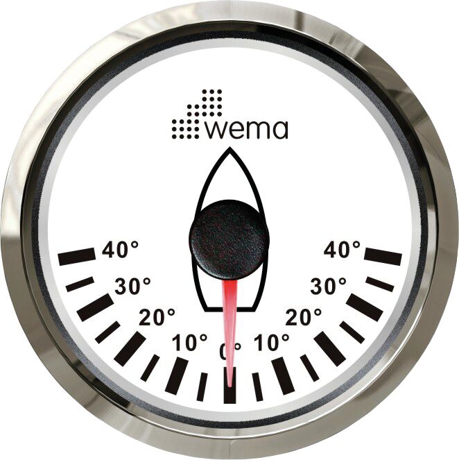 ROD-5 RUDDER ANGLE METER, WHITE/STAINLESS STEEL 1 ROD-5 RUDDER ANGLE METER, WHITE/STAINLESS STEEL