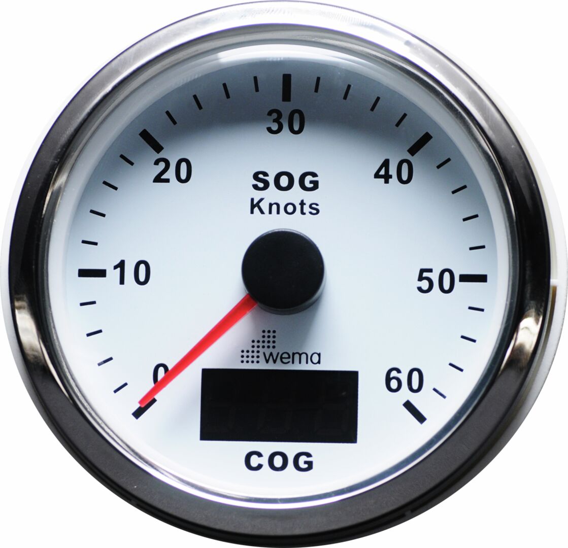 GPS SPEEDOMETER 60 S, WHITE/STAINLESS STEEL 1 GPS SPEEDOMETER 60 S, WHITE/STAINLESS STEEL