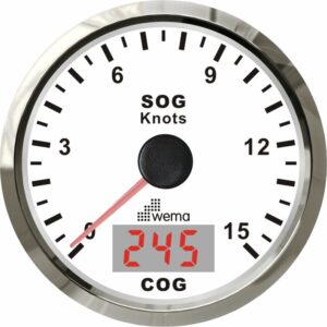 GPS SPEEDOMETER 15 S, WHITE/STAINLESS STEEL
