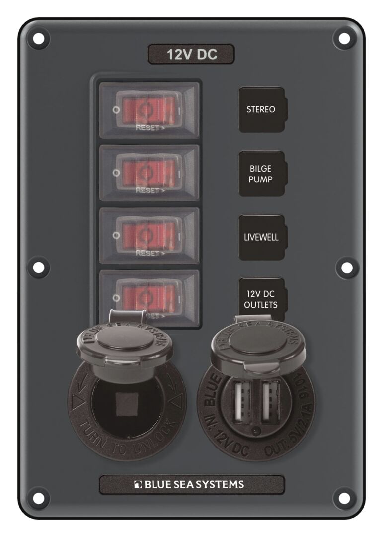 SWITCH PANEL, 4 SWITCHES AND 2 USB PORTS & DUP.SYT., DARK GREY 1 SWITCH PANEL, 4 SWITCHES AND 2 USB PORTS & DUP.SYT., DARK GREY