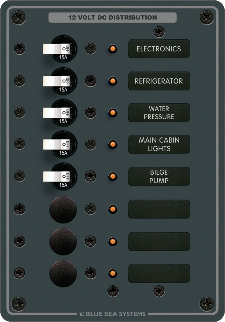 TRADITIONAL DC SWITCH PANEL 8-POSITION 1 TRADITIONAL DC SWITCH PANEL 8-POSITION