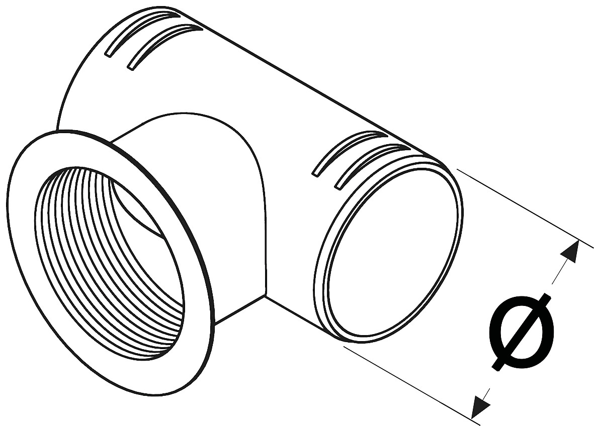 90 DEGREE BRANCH WITH THREADS 60MM 1 90 DEGREE BRANCH WITH THREADS 60MM