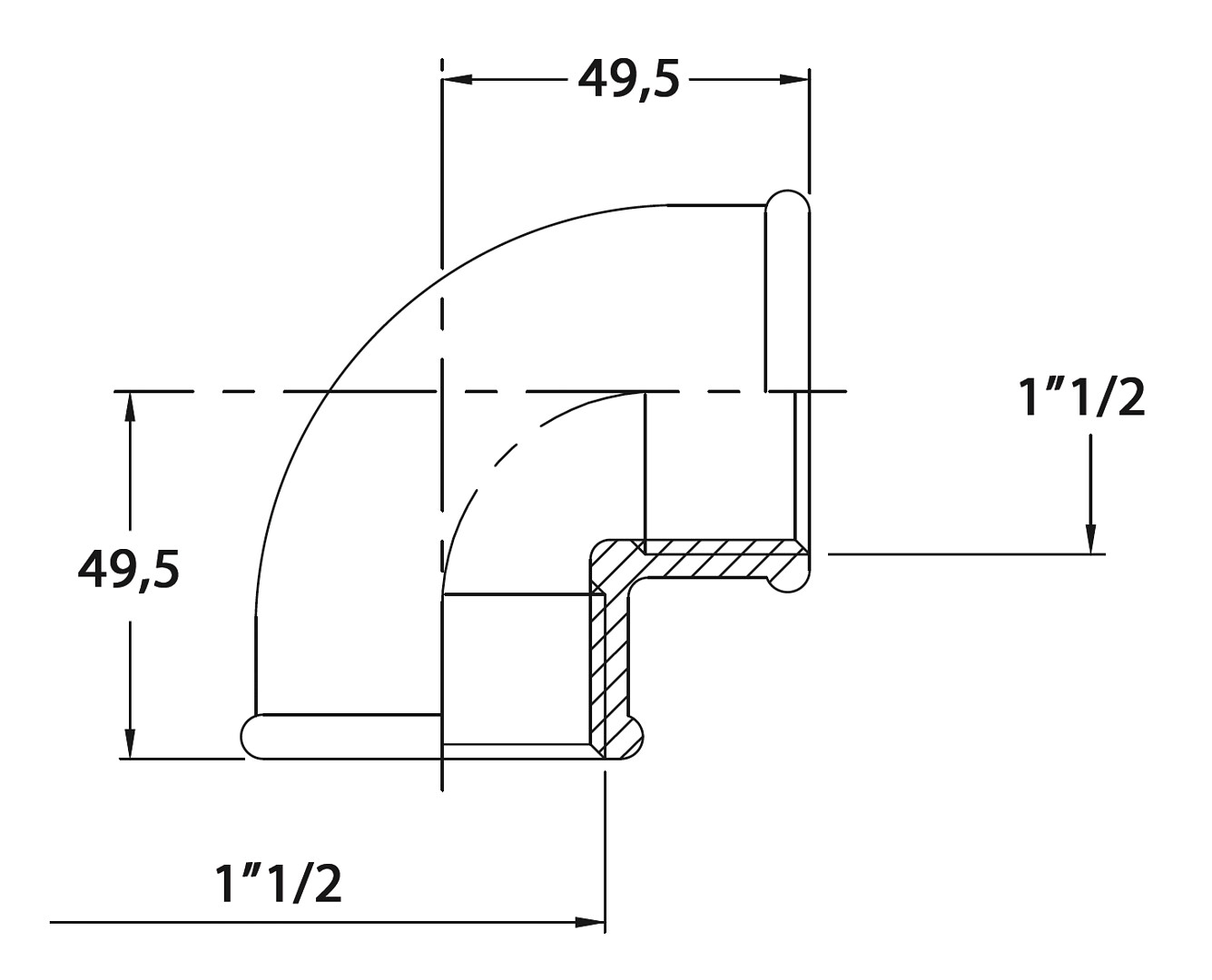 ELBOW 90 1 1/2' CR BRASS 3 ELBOW 90 1 1/2' CR BRASS - Image 3