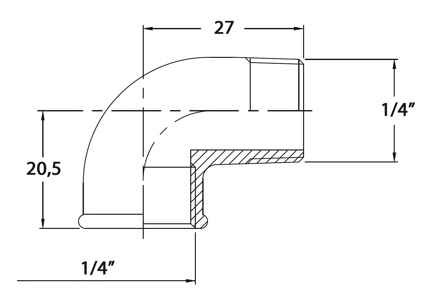 THREADED ELBOW 90 1/4' CR BRASS 3 THREADED ELBOW 90 1/4' CR BRASS - Image 3