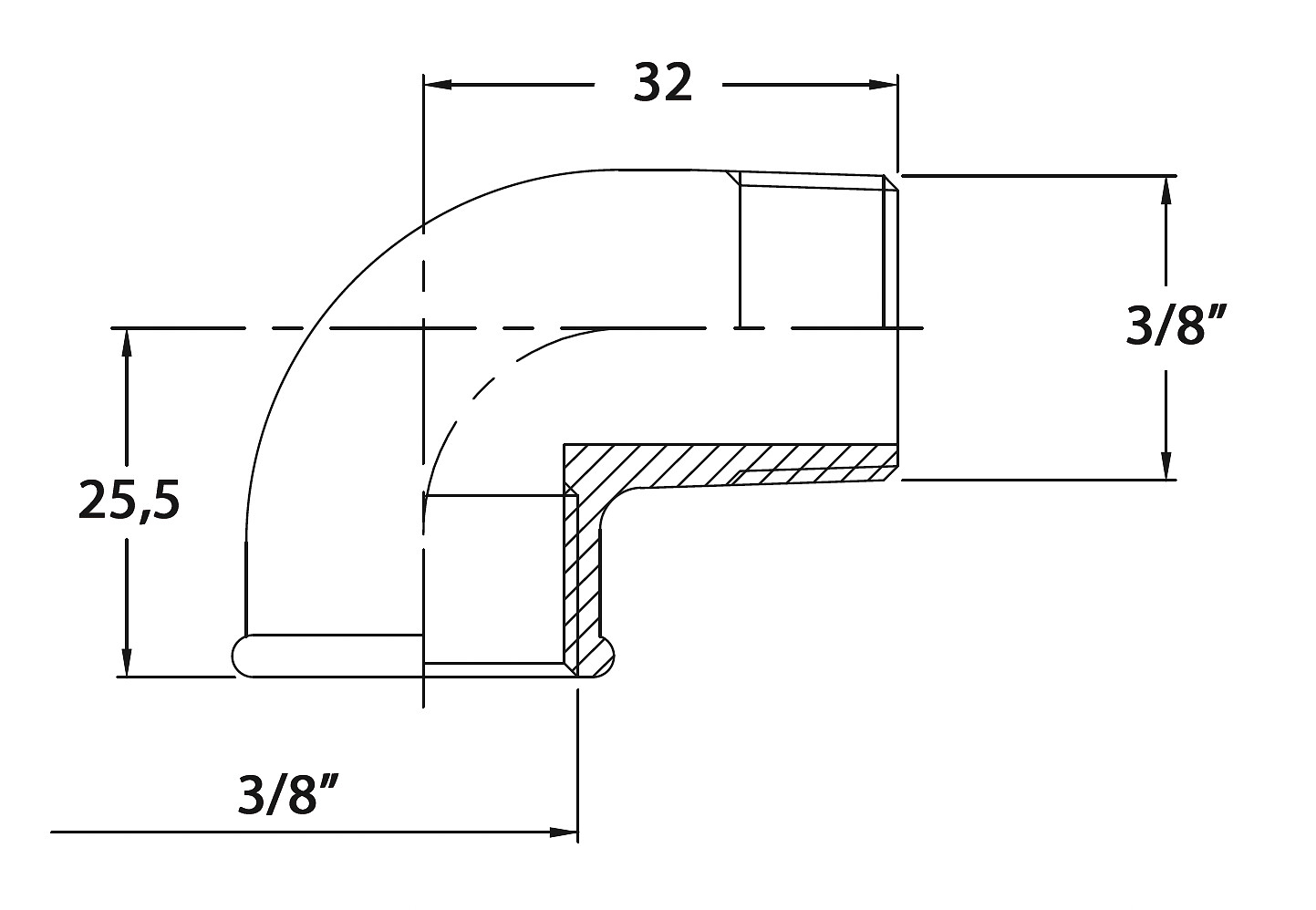 THREADED ELBOW 90 3/8' CR BRASS 3 THREADED ELBOW 90 3/8' CR BRASS - Image 3