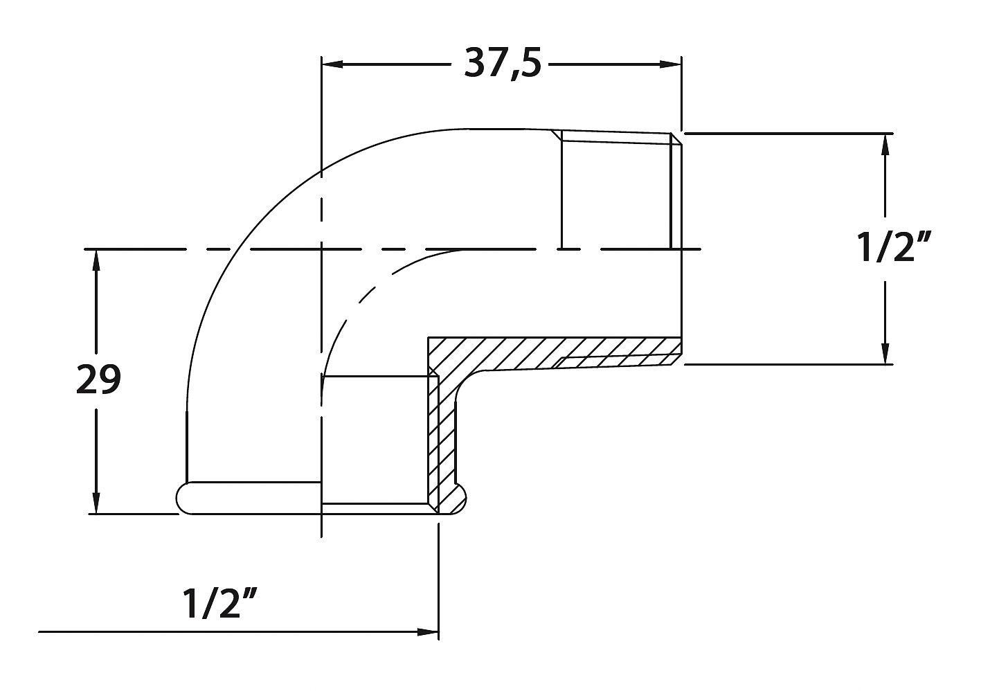 THREADED ELBOW 90 1/2' CR BRASS 3 THREADED ELBOW 90 1/2' CR BRASS - Image 3