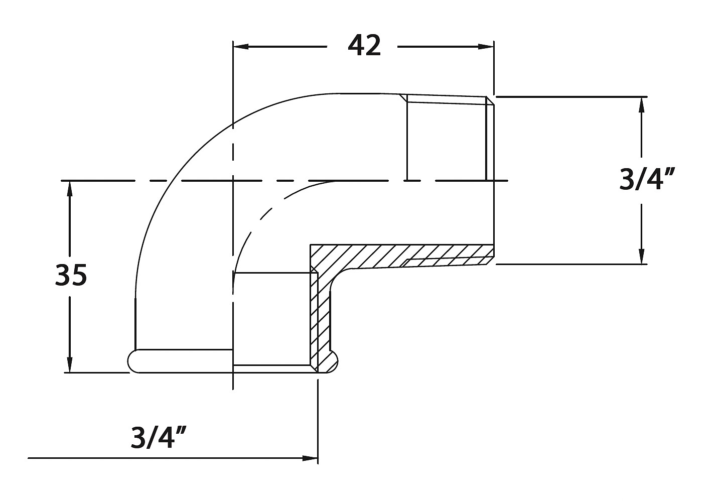 THREADED ELBOW 90 3/4' CR BRASS 3 THREADED ELBOW 90 3/4' CR BRASS - Image 3