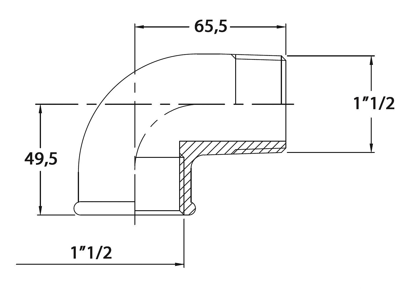 THREADED ELBOW 90 1 1/2'' CR BRASS 3 THREADED ELBOW 90 1 1/2'' CR BRASS - Image 3