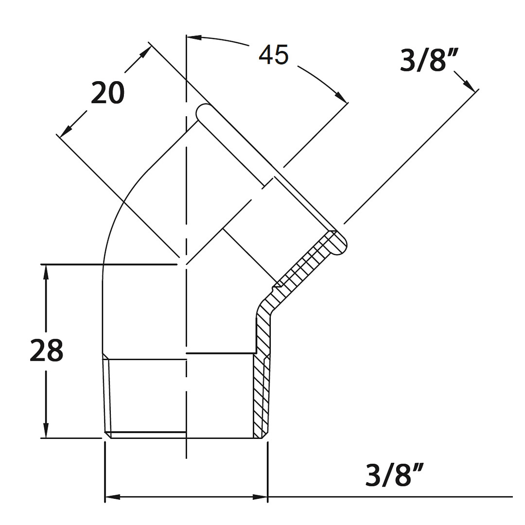 CORNER PIECE 45 3/8' CR BRASS 3 CORNER PIECE 45 3/8' CR BRASS - Image 3