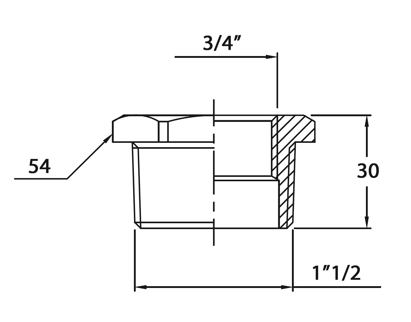 FITTING PIECE 1 1/2x3/4'' CR BRASS 3 FITTING PIECE 1 1/2x3/4'' CR BRASS - Image 3
