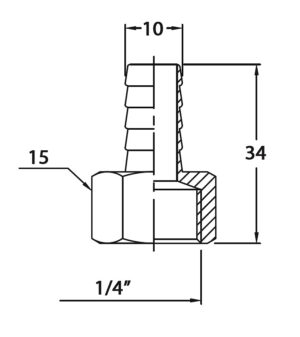HOSE CONNECTOR 1/4' X 10MM CR BRASS 5 9515010188m fullhd