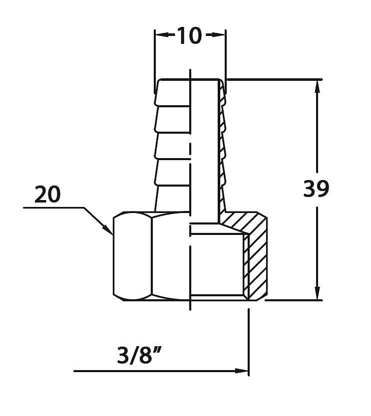 HOSE CONNECTOR 3/8''x 10MM CR BRASS 3 HOSE CONNECTOR 3/8''x 10MM CR BRASS - Image 3