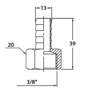 HOSE CONNECTOR 3/8''x 13MM CR BRASS 5 9515010194m fullhd