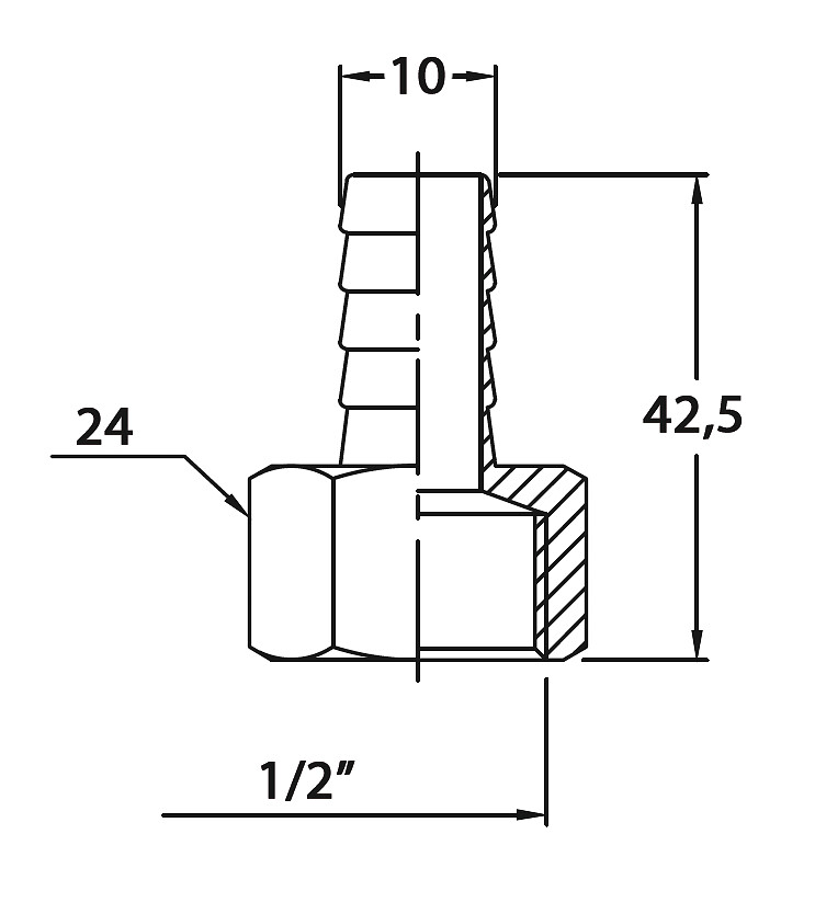 HOSE CONNECTOR 1/2''x 10MM CR BRASS 3 HOSE CONNECTOR 1/2''x 10MM CR BRASS - Image 3
