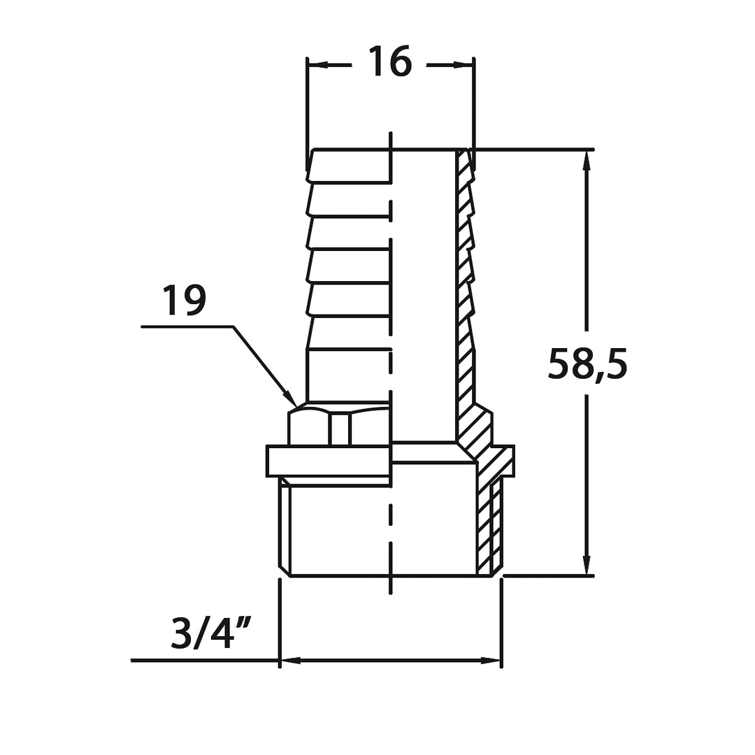 HOSE SCREW 3/4' X 16MM CR BRASS 3 HOSE SCREW 3/4' X 16MM CR BRASS - Image 3