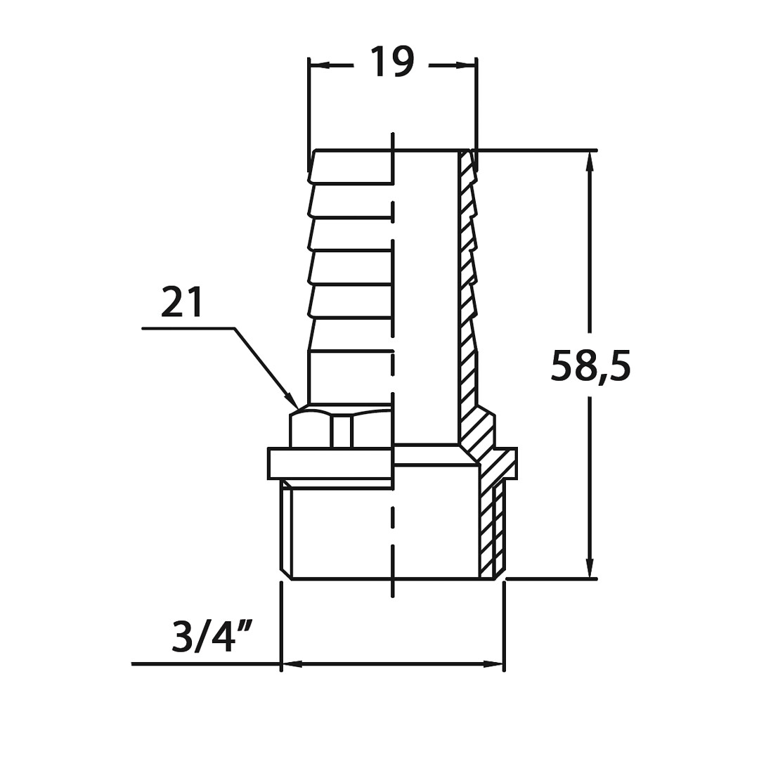 HOSE SCREW 3/4''x 19MM CR BRASS 3 HOSE SCREW 3/4''x 19MM CR BRASS - Image 3