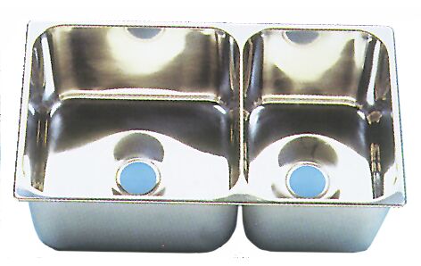 DOUBLE STAINLESS STEEL WASHBASIN, WIDE BOTTOM 1 DOUBLE STAINLESS STEEL WASHBASIN, WIDE BOTTOM