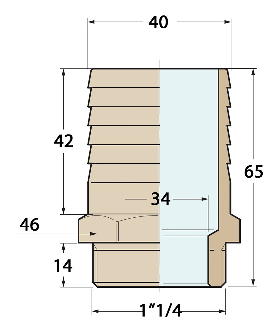 HOSE CONNECTOR 1''1/4x40MM BRONZE 3 HOSE CONNECTOR 1''1/4x40MM BRONZE - Image 3