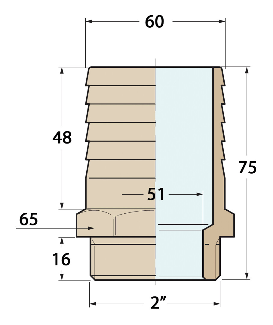 HOSE CONNECTOR 2''x60MM BRONZE 3 HOSE CONNECTOR 2''x60MM BRONZE - Image 3