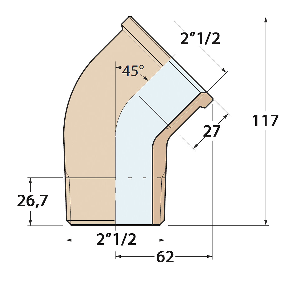ANGLE 45° 2'1/2 MALE-FEMALE, BRONZE 3 ANGLE 45° 2'1/2 MALE-FEMALE, BRONZE - Image 3