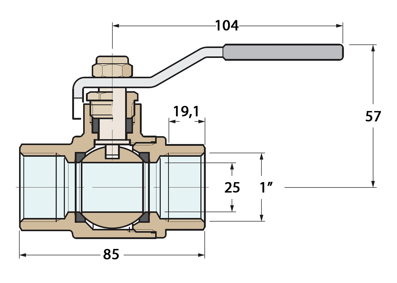 BALL VALVE BRONZE 1' 3 BALL VALVE BRONZE 1' - Image 3