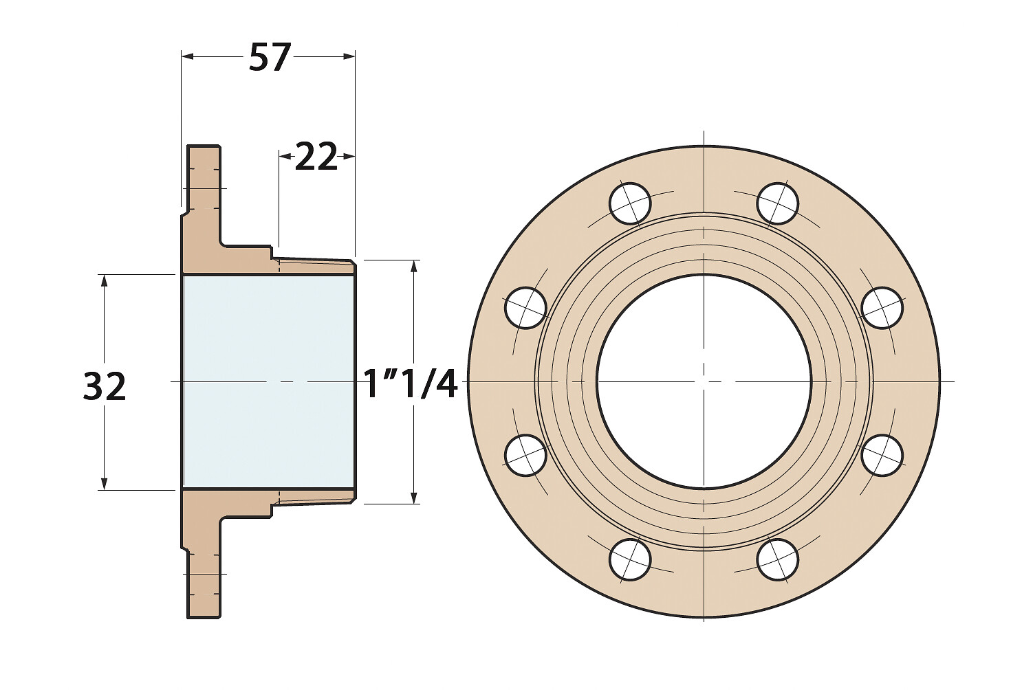 MOUNTING FLANGE DN32 PN16 1 1/4' 3 MOUNTING FLANGE DN32 PN16 1 1/4' - Image 3