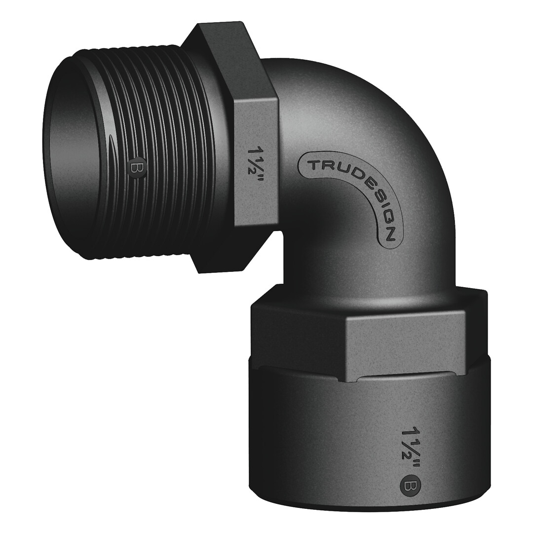 ELBOW CONNECTOR MALE/FEMALE 1 1/2' THREADED 90 DEGREES 1 ELBOW CONNECTOR MALE/FEMALE 1 1/2' THREADED 90 DEGREES