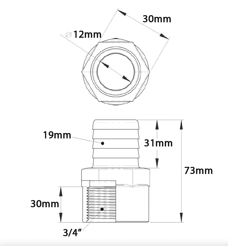 HOSE CONNECTOR 19MM 3/4'' FEMALE THREAD 3 HOSE CONNECTOR 19MM 3/4'' FEMALE THREAD - Image 3