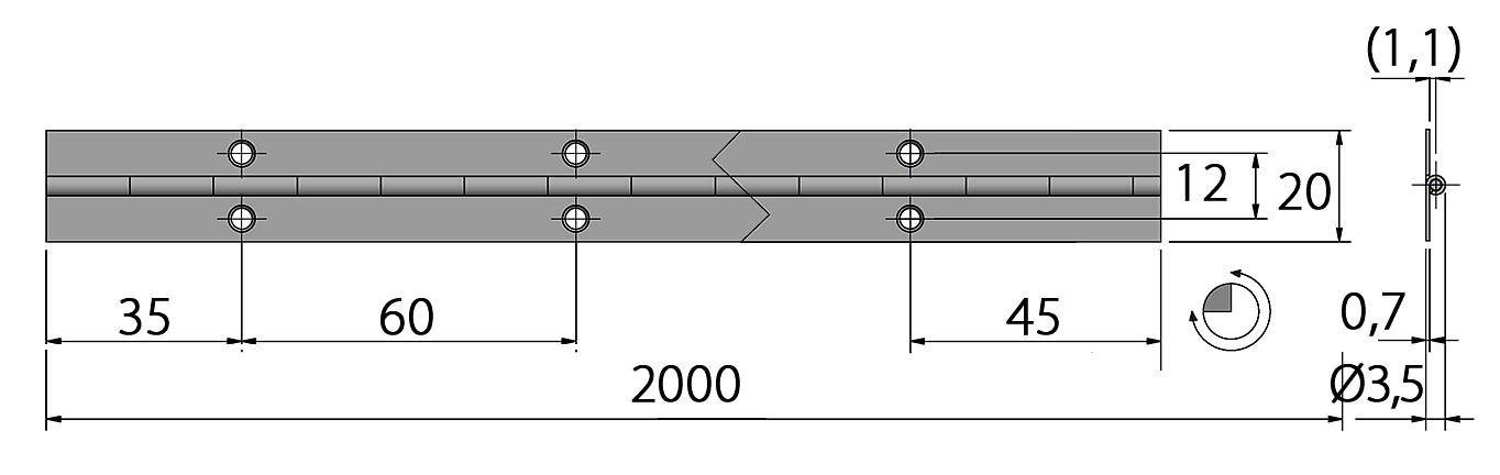 PIANO HINGE 20mmx2m 3 PIANO HINGE 20mmx2m - Image 3