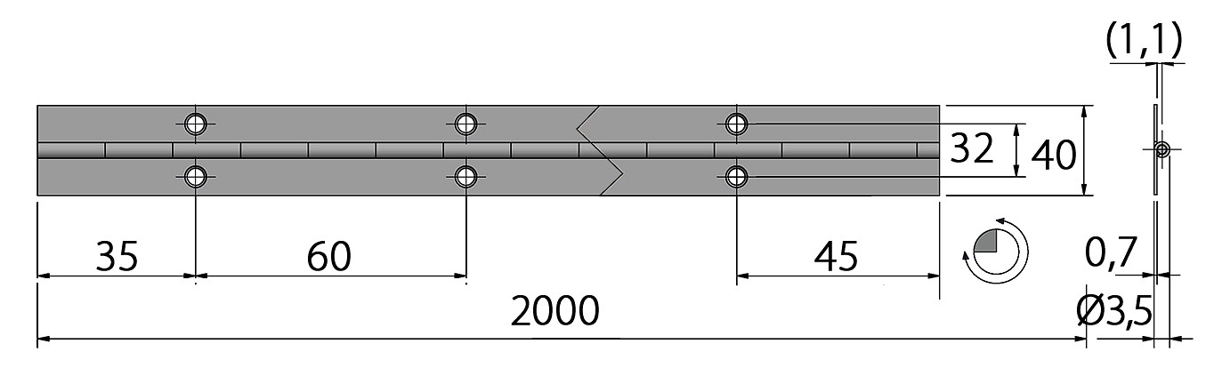 PIANO HINGE 40mmx2m 3 PIANO HINGE 40mmx2m - Image 3