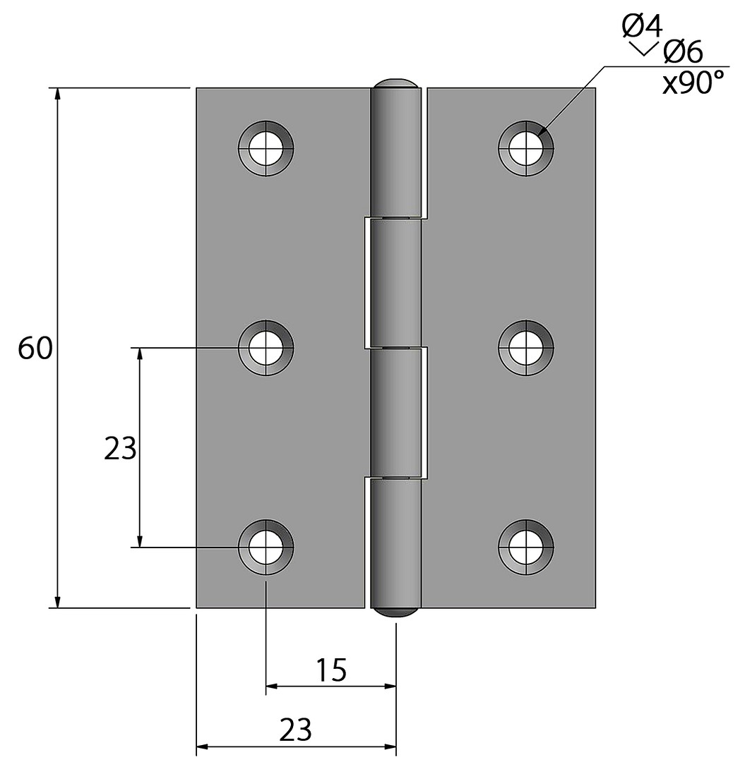 LEAF HINGE 46x60MM 3 LEAF HINGE 46x60MM - Image 3