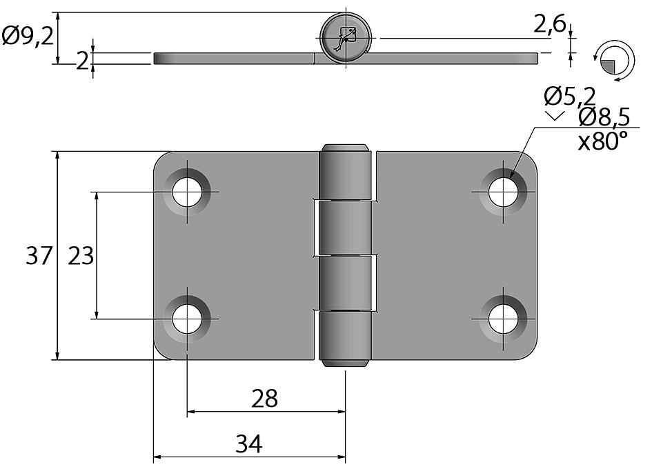 HINGE 37x68MM 3 HINGE 37x68MM - Image 3