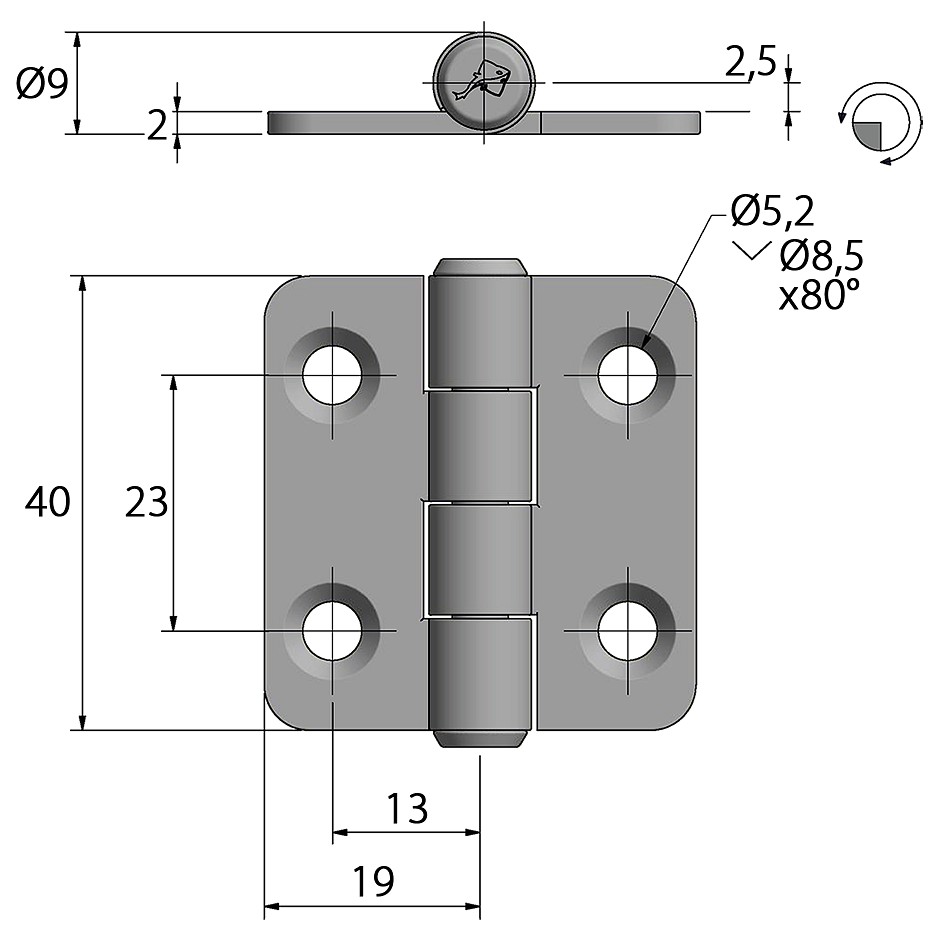 HINGE 40x38MM 3 HINGE 40x38MM - Image 3